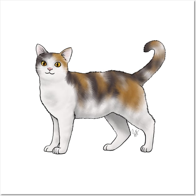 Cat - American Wirehair - White and Calico Wall Art by Jen's Dogs Custom Gifts and Designs